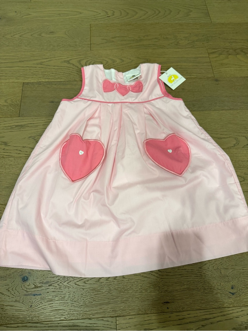 The Yellow Lamb Girls Pink Heart Dress Size 6 NWT Sleeveless Boutique Applique